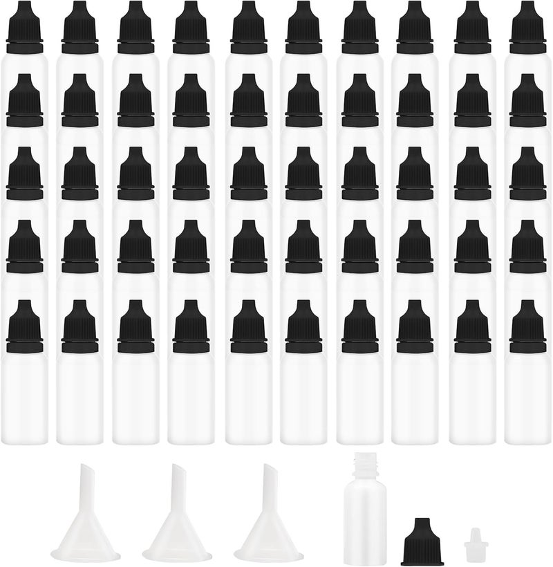 Bcautay 50Pcs Small Empty Squeeze Dropper Bottles Plastic Thin Tip Dropper Bottles 15ML Portable Squeezable Liquid Dropper with Cap and Plug for Oil Liquid Storage (Black) - Image 1